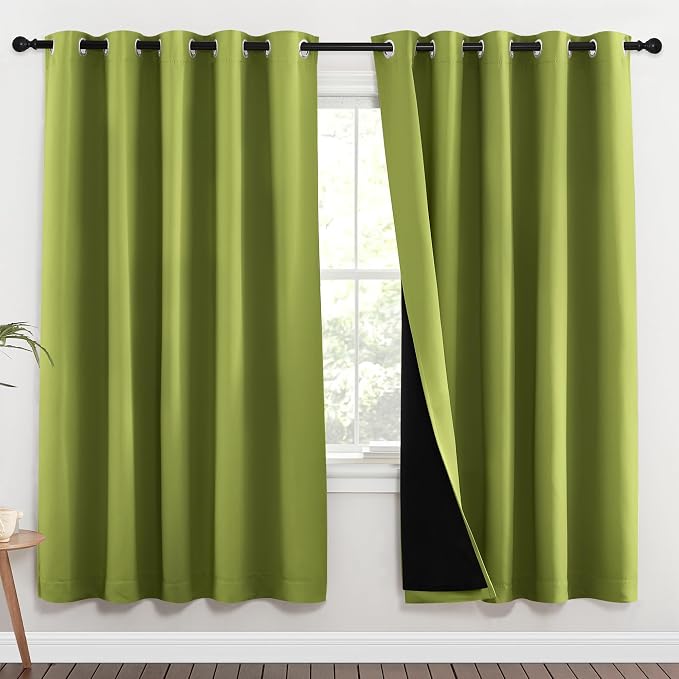 NICETOWN 100% Blackout Window Curtain Panels, Fresh Green, 2 Pieces, 62-inch by NICETOWN