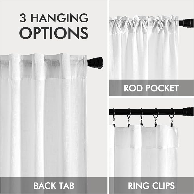 MIULEE White Linen Curtains 84 Inches Long 2 Panels - Image 3