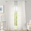 OWENIE Ivory Sheer Curtains 120 Inches Long 2 Panels Set, Airy Lightweight by OWENIE