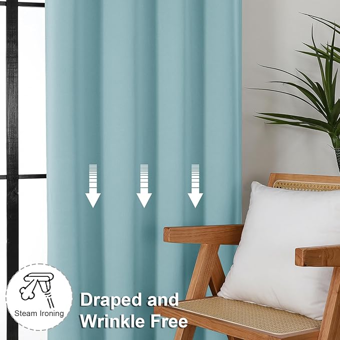Simplebrand Ava Aqua Short 24 Inches Blackout Curtain 2 Panels Set, Half Window - Image 7