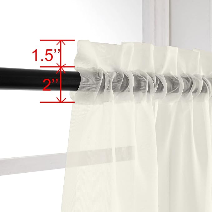 OVZME Ivory Sheer Curtains 63 Inches Long - Image 7