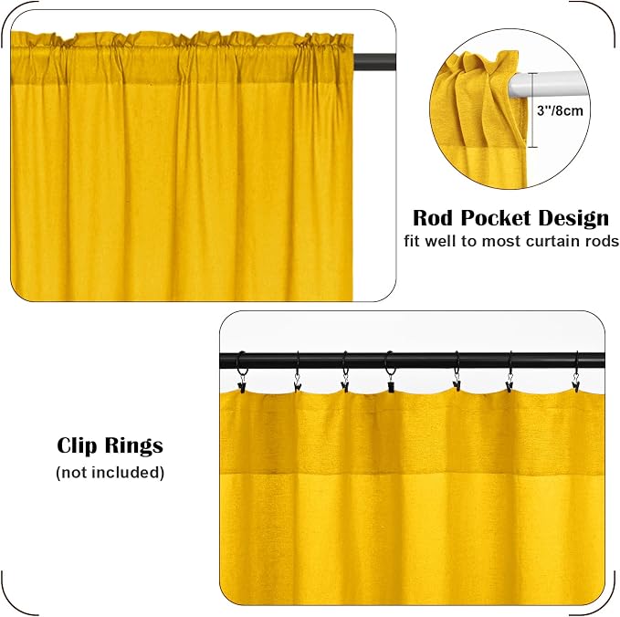 FRAMICS Farmhouse Kitchen Curtains 24 Inch Length, Rustic Cotton Linen Tier - Image 7