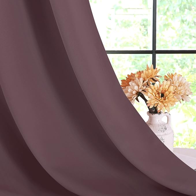 NICETOWN Blackout Curtains for Bedroom, Dry Rose, 34 W by 80 L, Thermal - Image 6