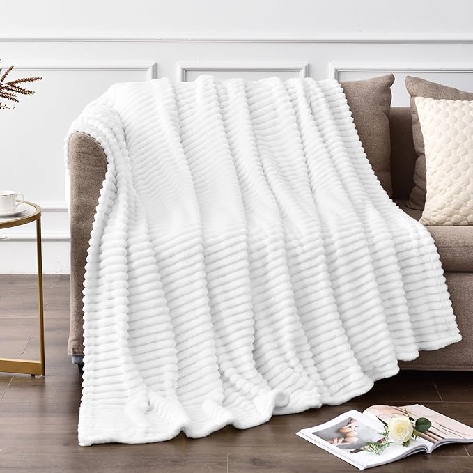BEDELITE Fleece Blanket Twin Size – 3D Ribbed Jacquard Soft and Warm Decorative by BEDELITE