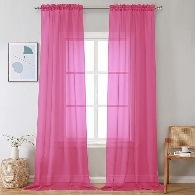 Chyhomenyc Sheer Curtains 108 Inch Length 2 Panels Set, Extra Long Light by Chyhomenyc