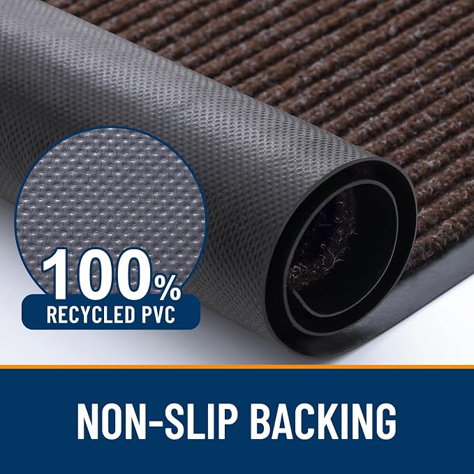 OLANLY Front Door Mat 59x23, Waterproof Heavy-Duty Indoor Outdoor Doormat | Tan - Image 3