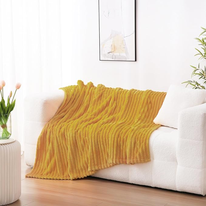 Mustard Yellow Fleece Throw Blanket 50”×60” - Image 2