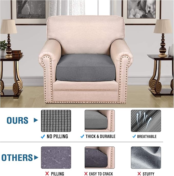 H.VERSAILTEX Stretch Couch Cushion Covers Individual Seat Sofa Slipcovers - Image 2