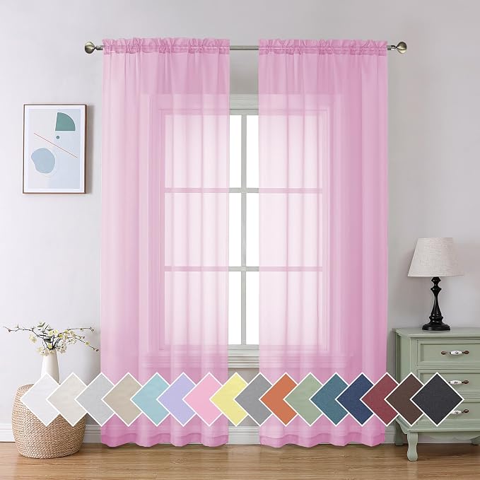 Aiyufeng Sheer Pink Curtains 72inches Long by Aiyufeng