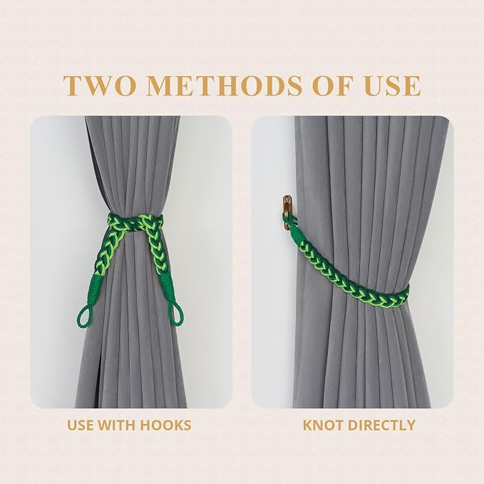 NICEEC 4 Pack Natural Cotton Rope Curtain Tiebacks Elegant Boho Style - Image 5