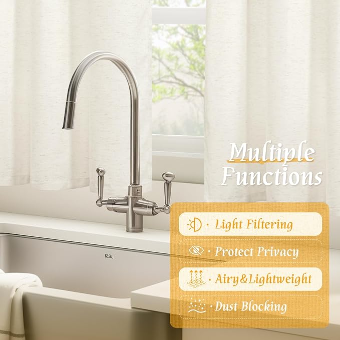 LAMIT Cream Sheer Linen Curtains - Image 9