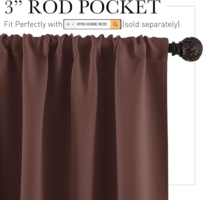 RYB HOME Cafe Blackout Curtains 24 inch Length, RV Curtains - Image 2