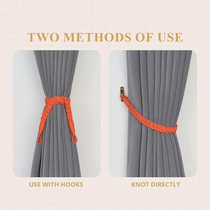 NICEEC 2 Pack Natural Cotton Rope Curtain Tiebacks Elegant Boho Style - Image 5