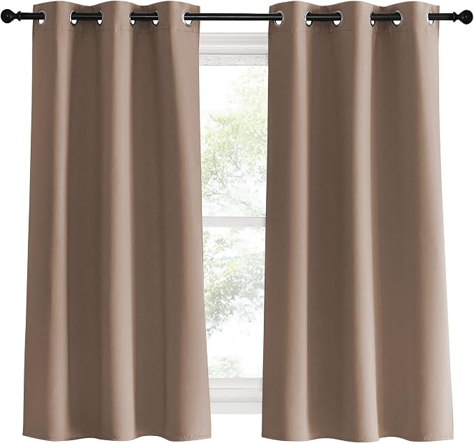 NICETOWN Blackout Window Curtains 60 inch Length, Cappuccino, 2 Panels - Image 2