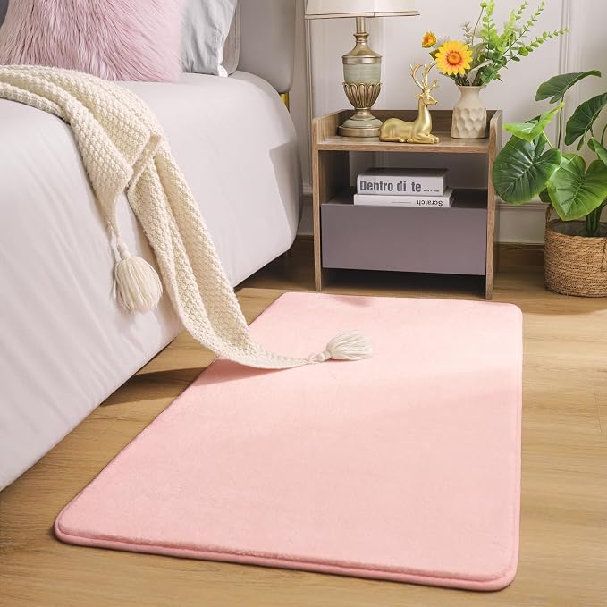 Amearea Modern Washable Runner Rugs, 2x4 Feet Pink Bedroom Runner Rug, Small - Image 2