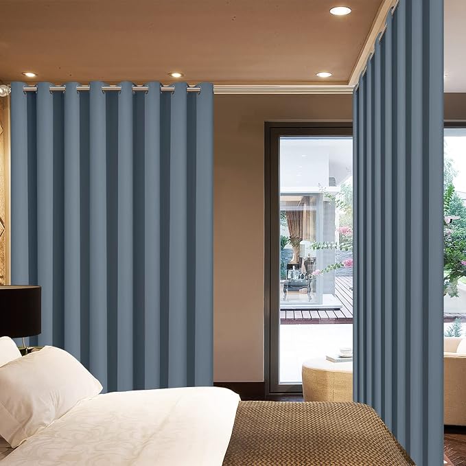Yakamok 100% Blackout Extra Wide Thermal Insulated Curtains, Total Shade Patio - Image 2