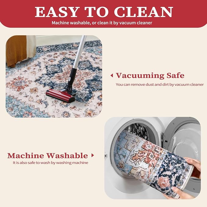 SERISSA 3x5 Washable Non Slip Boho Area Rug - Image 3