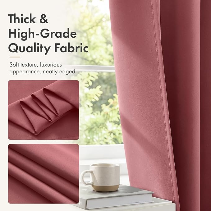 MIULEE 4 Panel Set Short Bedroom Blackout Curtains 54 Inch Long Dusty Rose | - Image 5