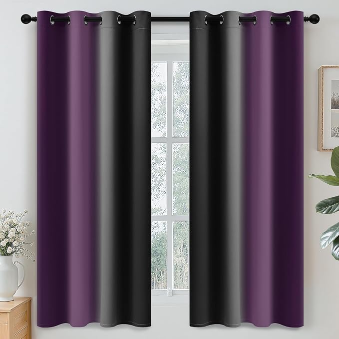 Yakamok Blackout Ombre Purple and Black Curtains by Yakamok