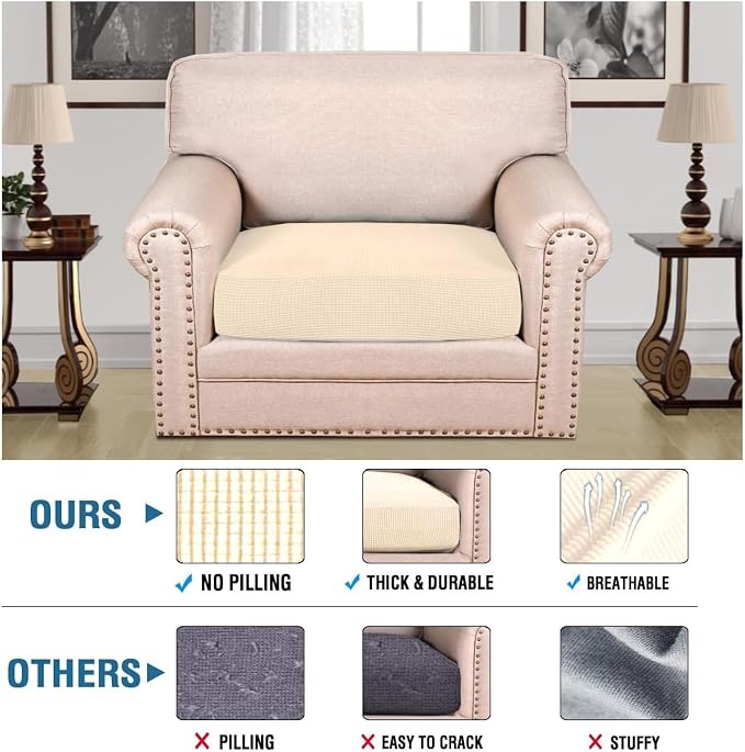 H.VERSAILTEX Super Stretch Individual Seat Cushion Covers Sofa Covers Couch - Image 2