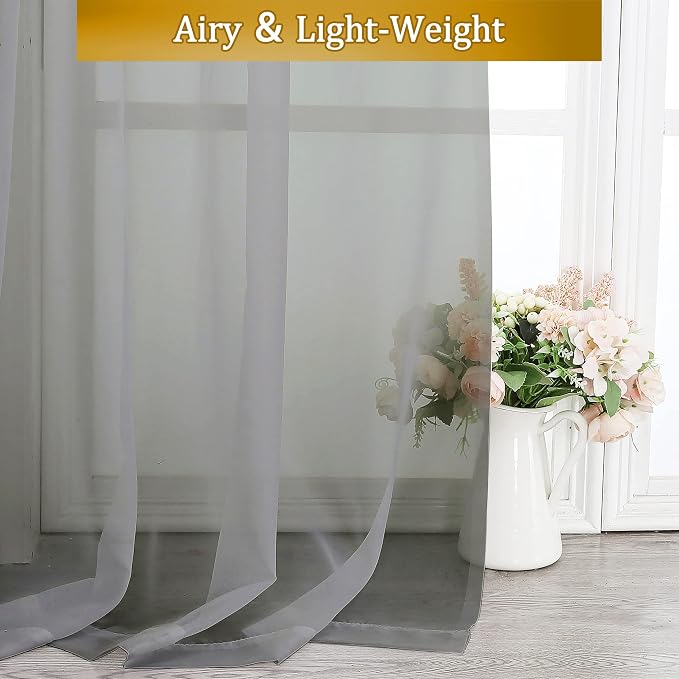 Aiyufeng Basic Rod Pocket Sheer Voile Window Curtain Panels White 1 Pair 2 - Image 8