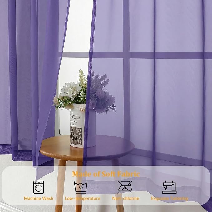 Gwine Short Kitchen Sheer Curtains 30 Inch Length - Image 8