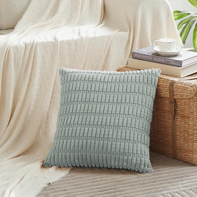 Fancy Homi 4 Packs Grey Blue Euro Decorative Throw Pillow Covers 26x26 Inch - Image 2