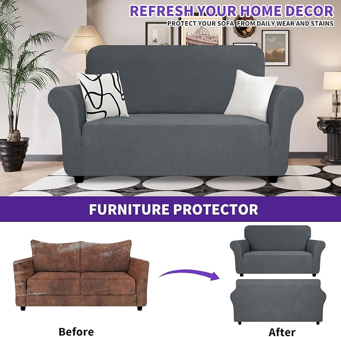 ZNSAYOTX Super Stretch Loveseat Covers, New Striped Love Seat Slipcover - Image 2