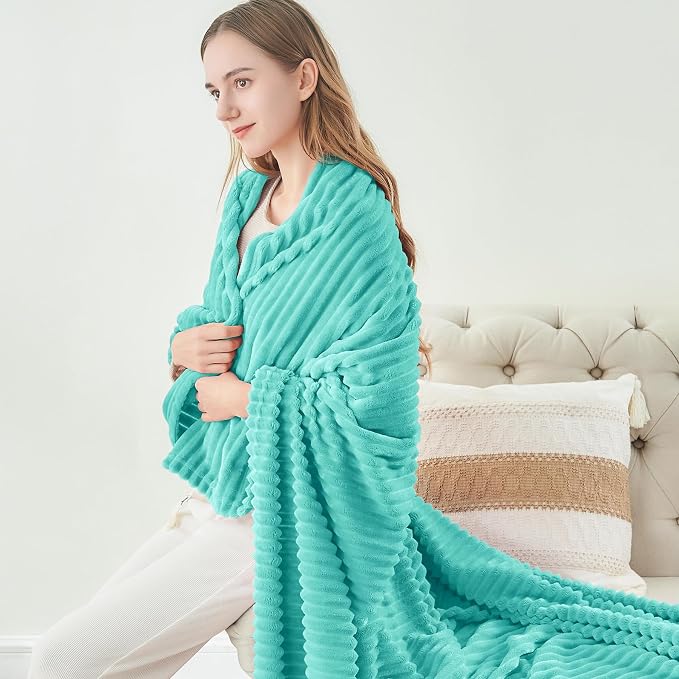 BEDELITE Fleece Throw Blanket for Couch – 3D Ribbed Jacquard Soft and Warm - Image 8