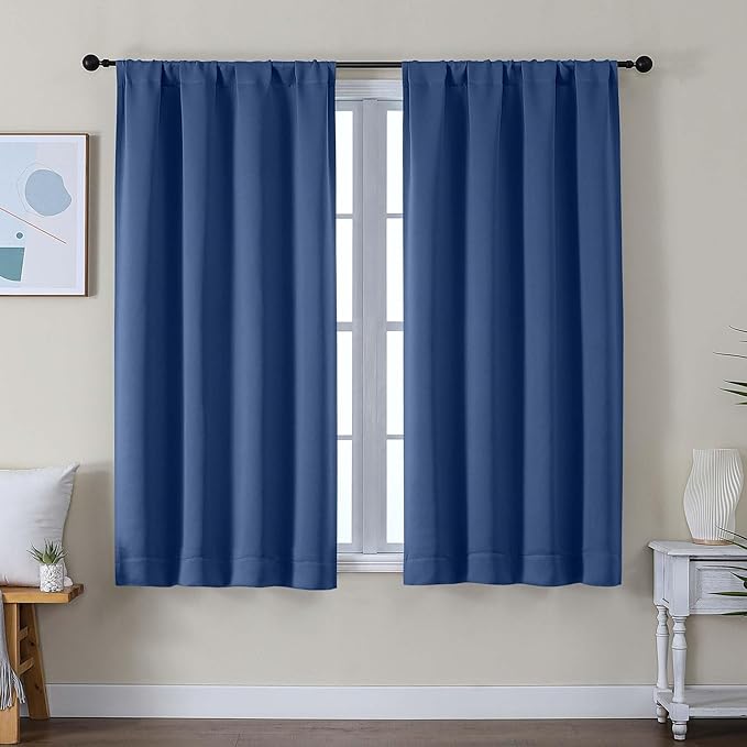 Simplebrand Ava Royal Blue Short Blackout Curtains by Simplebrand