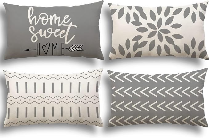 YCOLL Lumbar Pillow Covers 12x20 Set of 4, Modern Sofa Throw Pillow Cover by PillowCoversExpert