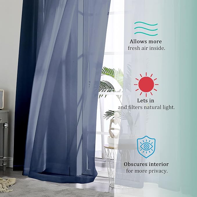 OVZME 2 Panels Sheer Window Curtain Panels 96" Length - Image 7