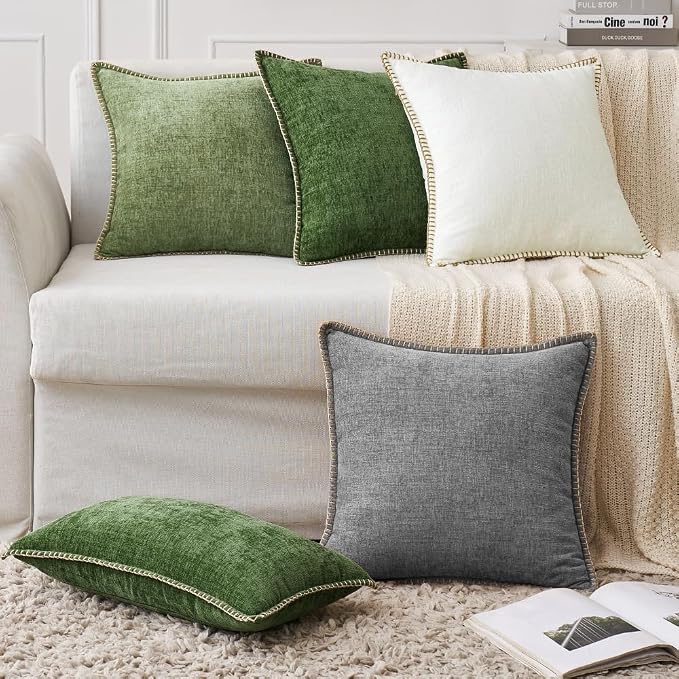 MIULEE Pack of 2 Couch Throw Pillow Covers 24x24 Inch Dark Gray Farmhouse - Image 5