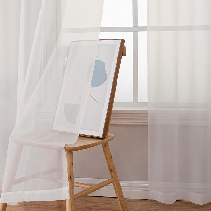 Gwine Ivory Sheer Curtains 108 Inches Long 2 Panels Set, Voile Light Filtering - Image 8