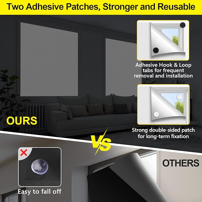 FADOTY Blackout Curtains for Bedroom, Portable 100% Black Out Window Cover Film - Image 4