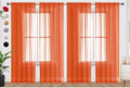 SpaceDresser Burnt Orange Sheer Curtains 4 Panels Rod Pocket Semi-Sheer Curtain by SpaceDresser