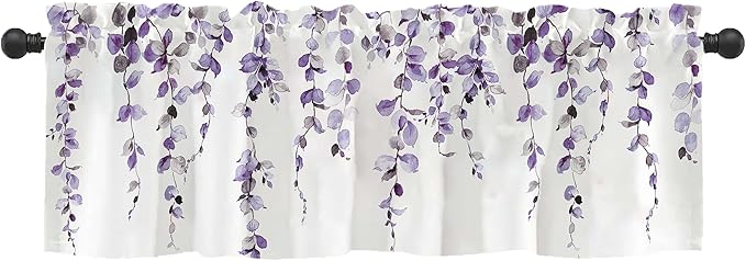 Watercolor Purple Leaves Window Valance by debraleye