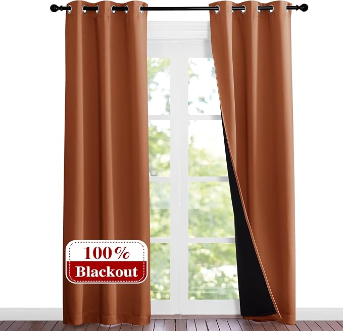 NICETOWN Burnt Orange Blackout Curtains 84 inches Long, Full Light Blocking - Image 2