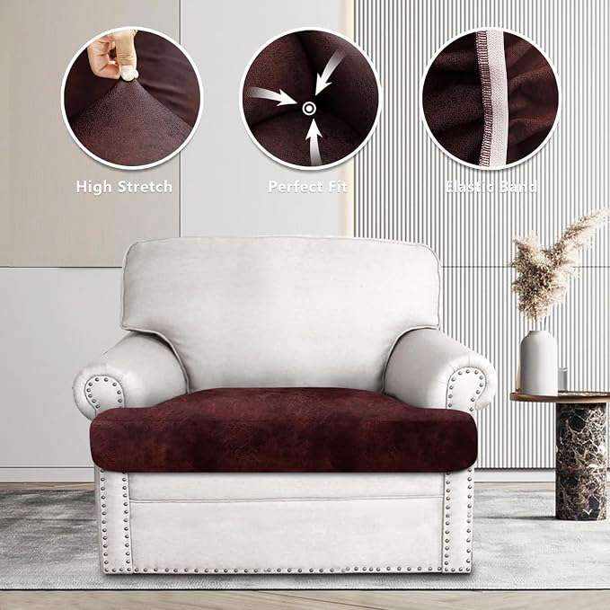 Leather Look Couch Cushion Covers Sofa Seat Slipcovers Sets Couches Furniture - Image 5