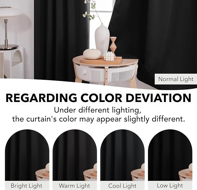Deconovo Blackout Curtains, Thermal Insulated, W42 x L72 2 Panels, Back Tab - Image 6