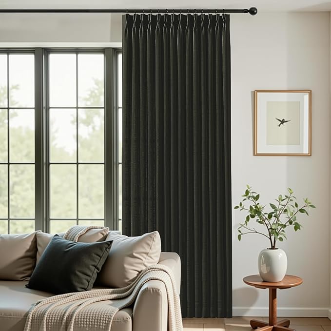 IVAPUPU Pinch Pleated Curtains 90 Inches Long, Light Filtering Thick Linen - Image 6