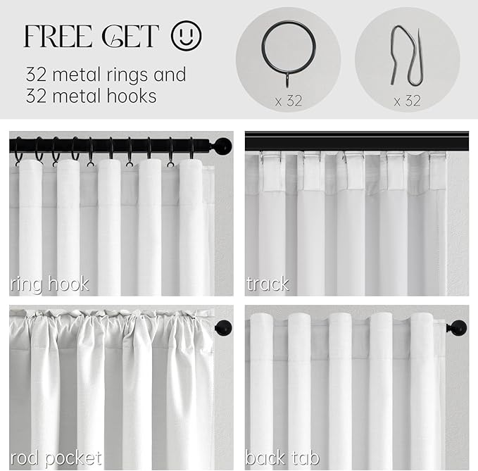 96 inch long Linen blackout curtains 2 Panels 100% Black out Linen texture - Image 5