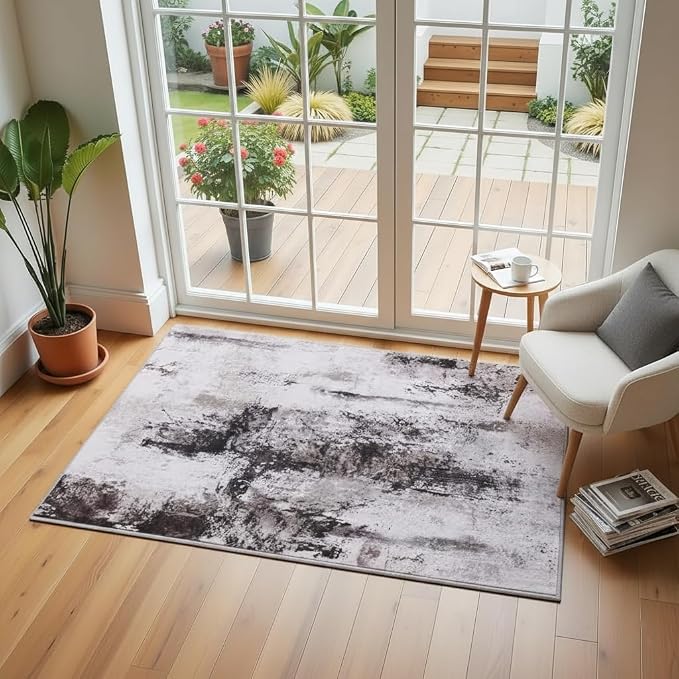 Toneed Abstract Area Rug Modern Washable Rug Soft Non Slip Rug Low Pile by Toneed