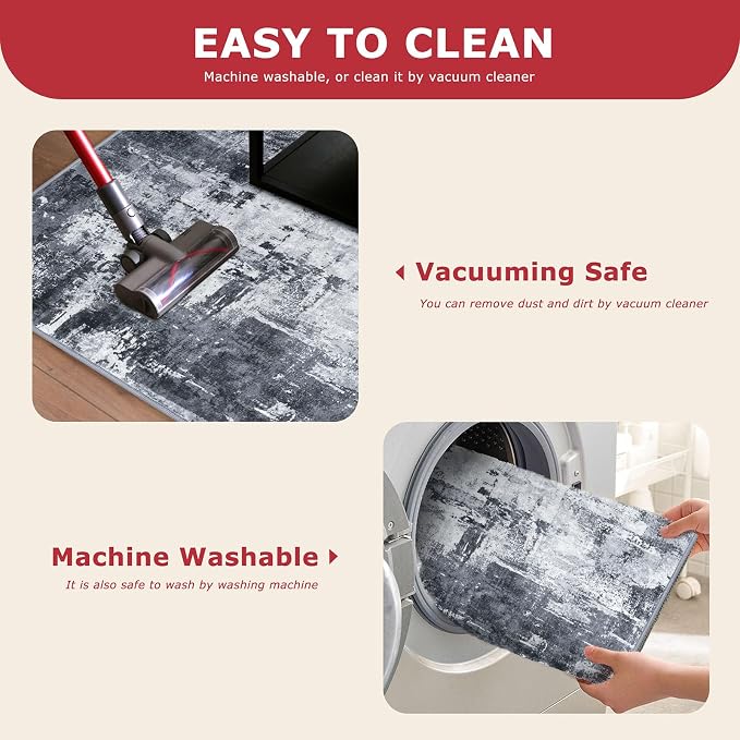 KOZYFLY 2x3 Rug Non-Slip Small Area Rug Abstract Machine Washable Indoor Front - Image 5