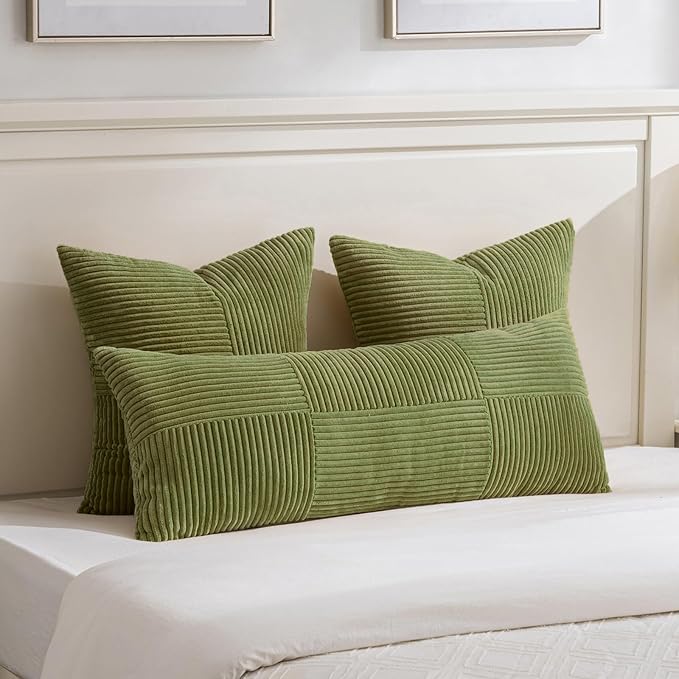 Fancy Homi 2 Packs Moss Green Euro Decorative Throw Pillow Covers 28x28 Inch - Image 5