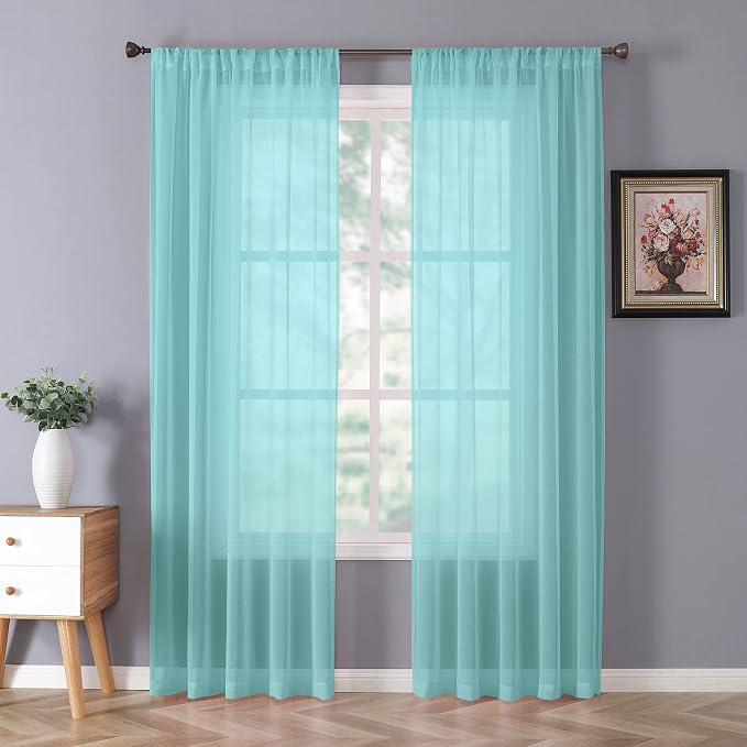 Tollpiz Sheer Curtains Linen Textured Bedroom Curtain Sheers Light Filtering by Tollpiz