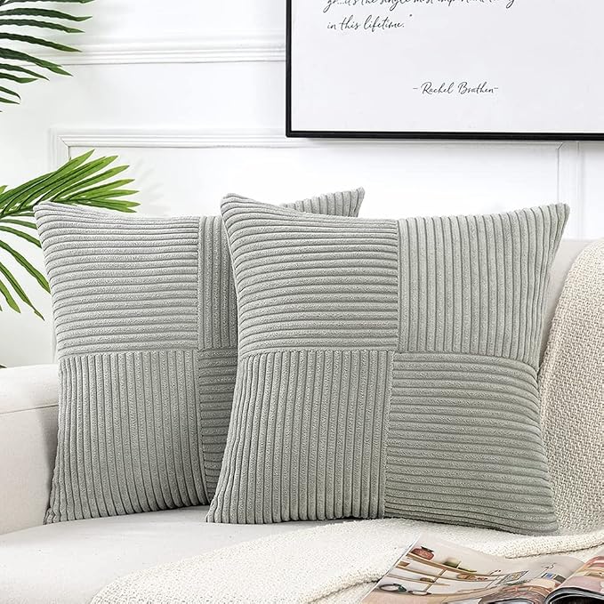 Fancy Homi 2 Packs Grey Euro Decorative Throw Pillow Covers 26x26 Inch by Fancy+Homi