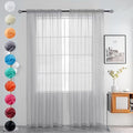 youleyar Solid Sheer Rod Pocket Curtain Voile Draperies 2 Panels White Beige by Youleyar