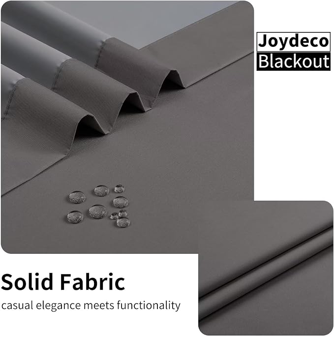 Joydeco Dark Grey Blackout Curtains 63 Inch Length - Image 3