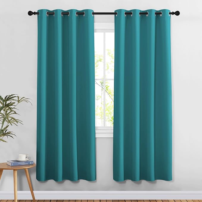 NICETOWN Sea Teal Blackout Doorway Curtains 78 inch Length 2 Panels, Grommet by NICETOWN